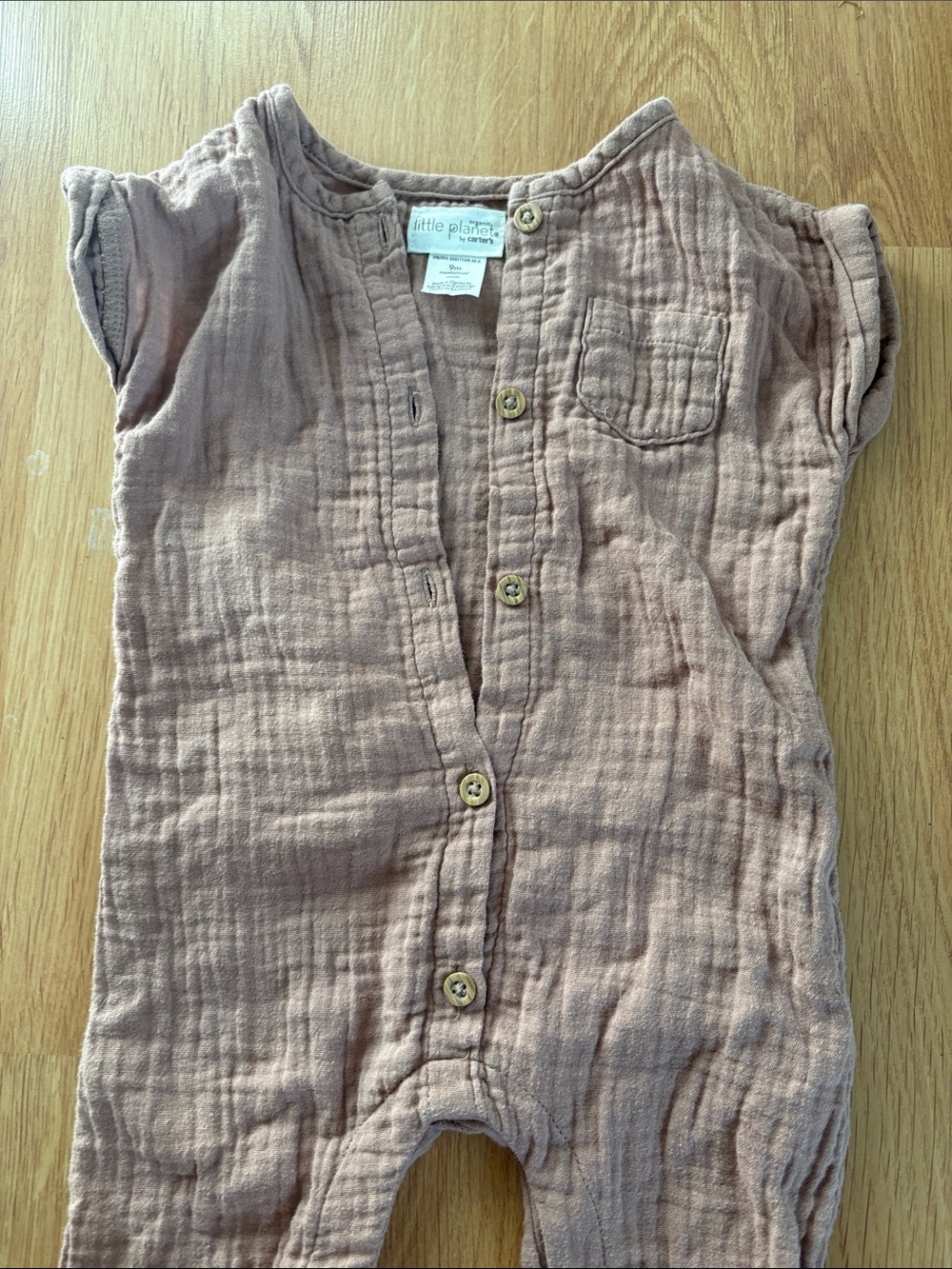 Little planet carters romper long short sleeve size 9M mauve color - Picture 2 of 2
